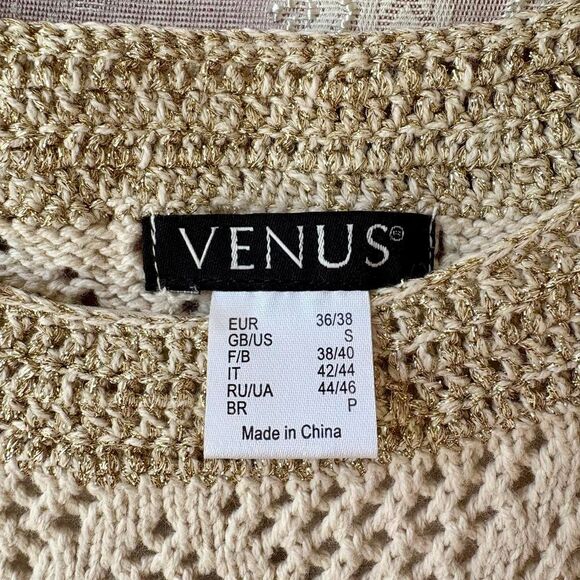 Venus Women's Cream and Gold Knit Dress - Picture 5 of 8